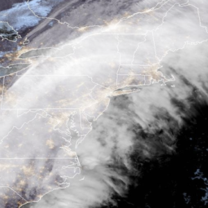The storm, as of 7:15 p.m., Dec. 10, moves up the East Coast.