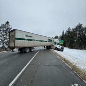 Black ice on Maine’s stretch of I95 north of Waterville was the cause of multiple crashes Dec. 9. (Photo courtesy Maine Dept. of Public Safety)
