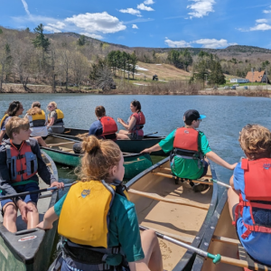7th Grade Team Zenith on their Canoe Orientation before the Expedition, April 2023 Students in a canoe