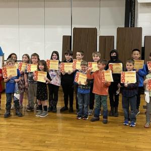 Honesty Award Winners at TGS. Front: Lincoln Moorman, Emmett DeYoung, Emelia Miller, Colton Webber, Milo Fisher, Logan McRae, Azrael Dare. Back: Principal, Ainslee Riley, Kaiya Clements, London York, Eva Davidson, Gemma Rubino, Seth Beckett, Carter Spicer, Bryson Chipman, Oliver Hedstrom, Justin Chen, Wyatt Earley. (Photo courtesy Thomaston Grammar School)