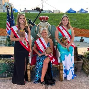 2023 Maine Lobster Festival Delegate Coronation. From left to right; Most Congenial - Lizzi Swan, Delegate Adelaide Hendricks, Second Delegate Autumn Oxton. (Photo courtesy Maine Lobster Festival)