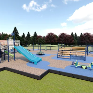 A playground rendering that was used in a 2022 GoFundMe for the Rockland Rotary project provides examples of how an all-inclusive play area might look. Rockland’s design might be different. Susan Page organized that GoFundMe.