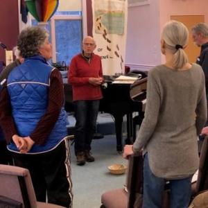 Solace at a rehearsal. (Photo courtesy Rockland Public Library)
