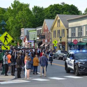 The Camden Hills Regional High School Class of 2024 begins Graduation Week June 3 with tradition, the annual Baccalaureate march through Downtown Camden. (Photos by Lynda Clancy)