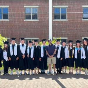 Former Principal Paul Russo returns to LCS with the Lincolnville 2024 graduates of Camden Hills Regional High School (Photo courtesy of LCS)