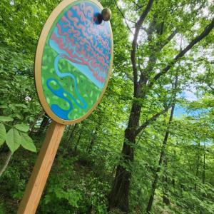 One of the 11 pendants created by artists Peter Walls and Allegra Kuhn that are currently on display along the Pen Bay
Community Wellness Trail, which circles the Pen Bay Medical Center campus. (Photo courtesy Pen Bay Medical Center campus)