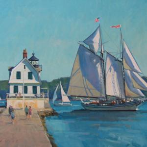 image credit: Ken DeWaard, Sailing by the Breakwater, oil on canvas (Image courtesy Page Gallery)