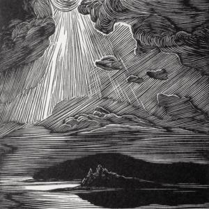Siri Beckman, Moonlit Islands, wood engraving, 4.25x3.25". (Photo courtesy Page Gallery)