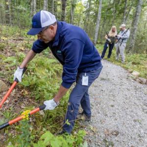 Maine Water convened about 20 volunteers to work on the Round The Mountain trail on Friday, September 20. (Photo courtesy Coastal Mountains Land Trust)