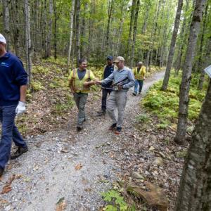 Maine Water convened about 20 volunteers to work on the Round The Mountain trail on Friday, September 20. (Photo courtesy Coastal Mountains Land Trust) Maine Water convened about 20 volunteers to work on the Round The Mountain trail on Friday, September 20. (Photo courtesy Coastal Mountains Land Trust)