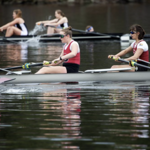 Maggie Gill (middle) in three seat with Bates Crew. (Photo courtesy Iselin Bratz)
Image #3: Cabot Adams winning first in the men's singles event at the Cromwell Cup Regatta
Image #4 Devin Guptill (Bow) with Megunticook Rowing