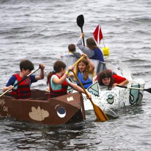 These valiant young rowers took part in the Kids Kategory of Belfast Rotary Club’s Cardboard Boat Races, sponsored by Front Street Shipyard, at the 17th annual Belfast Harbor Fest on Aug. 18.