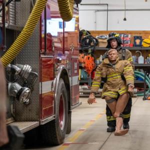 Camden firefighter Clint Beveridge Camden Assistant Fire Chief Todd Anderson  (Photo by Tim Beynart)