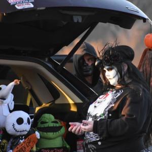 A Trunk or Treat dispenser at the American Legion draws from the darker Halloween spirit. (Photo by Sarah Thompson)