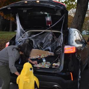 Decorations in this trunk include a corpse and blood. (Photo by Sarah Thompson)