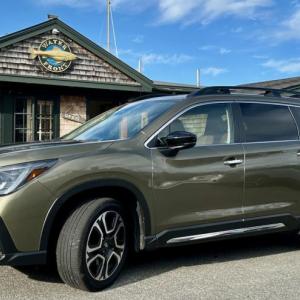 The Ascent, the grown-up Subaru, is a three-row SUV with all of the brand’s beloved features with large helpings of near-luxury available. The glossy black grille, chrome door handles and power-folding exterior mirrors with integrated turn signals denote the Touring trim. Color: Autumn Metallic Green.