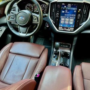 The Ascent Touring has the poshest and most comfortable Subaru interior yet, and this crisp, large Starlink infotainment monitor is easy to suss out. Rather than a button or dial on the console, touchpads on the screen select the drive modes. There’s also a scanning nanny that keeps an eye on where the driver is looking and provides a figurative elbow to the ribs if one’s attention wanders.