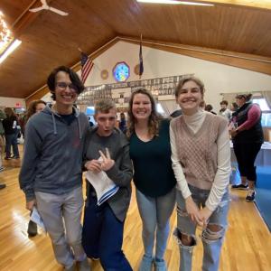 2023 Community Auction. Trekkers alums from the class of 2021, return to support current students. Pictured left to right Ryker Weaver, Corbin Farnham, Harriet Yankura, Mo Mitchell. (Photo courtesy Trekkers)