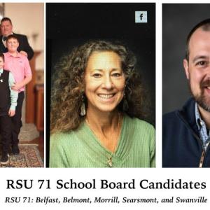 RSU 71 School Board Candidates Ryan Otis, Laura Baker and Ryan Harnden 