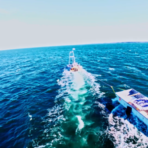 Hauling a fiberglass swimming pool across Penobscot Bay Nov. 25 (Photo courtesy Premier Pools and Spas)