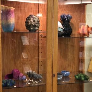 Felted wool sculptures on display at Gibbs Library