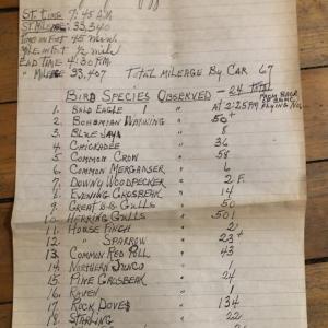 The list from the first Christmas Bird Count one of the authors (Jeff) participated in. Courtesy of Jeff Wells
