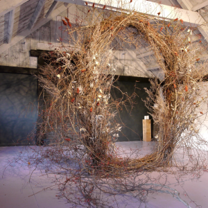 Heather Lyon's Portal, 2024, site-specific installation with natural materials. (Photo courtesy Parsonage Gallery)