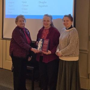 Presentation to Margaret and Julia. (Photo courtesy Lady Knox Chapter Daughters of the American Revolution)