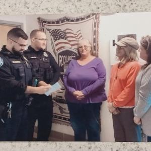 Rockland Police Department with (l-r): Diana Widdecombe, Vice President and Treasurer; Beebee Adriance, President; and Donna Philbrook Secretary. (Photo courtesy Melissa Mason)