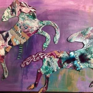 Hoof beats Mixed Media Equine Expressions by Diana Gallant. (Photo courtesy Gibbs Library)