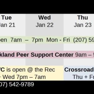 Warming center schedule