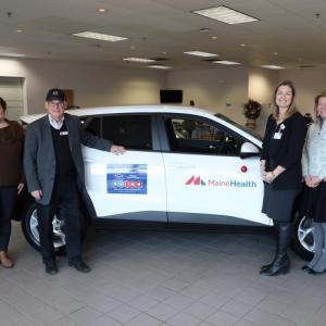 MaineHealth care team members and Quirk Chevrolet GMC of Rockland employees stand with the new 2024 Chevy Trax to be used by the MaineHealth Community Health Improvement, Community Health department at Pen Bay Hospital. Pictured from left: Rich Mazurek, sales manager, Quirk Chevrolet GMC of Rockland; Jemma Penberthy, director of Community Health Improvement for MHPBH and MHWH; Jack Quirk, owner, Quirk Auto Group; Erin Brown, chief development officer for MaineHealth; Ellie Willmann, vice president of Philan