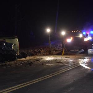 A portion of Route 17 in Washington was closed to traffic after a two-vehicle collision Sunday night, Feb. 9, 2025. (Photo by Sarah Thompson)