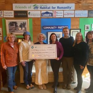 L-R: Lynne Doble, Member at Large, Pen Bay Council; Mary Bumiller, MCBOR Director for the Maine Association of REALTORS Foundation; Tia Anderson, Executive Director, Midcoast Habitat for Humanity; Victoria Condon, President, Mid-Coast Board of REALTORS; Brian Wickenden, 2023 Pen Bay Council REALTOR of the Year Kristin Heal, First Vice President, Pen Bay Council; Cindy Harding, President, Pen Bay Council. (Photo courtesy Mid-Coast Board of REALTORS)