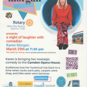 Karen Morgan Comedy Show March 29th at Camden Opera House