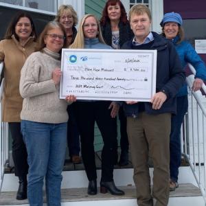 L-R: Joan LeMole, Development Director, New Hope Midcoast; Victoria Condon, President, Mid-Coast Board of REALTORS; Lynne Doble, Member at Large, Pen Bay Council; Kristin Heal, First Vice President, Pen Bay Council; Cindy Harding, President, Pen Bay Council; Brian Wickenden, 2023 Pen Bay Council REALTOR of the Year; Mary Bumiller, MCBOR Director for the Maine Association of REALTORS Foundation. (Photo courtesy Mid-Coast Board of REALTORS)