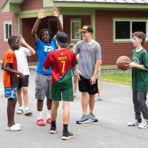 A grant from the Barrett Foundation provides support for Pine Tree Camp's Dirigo Experience overnight summer camp for Maine Deaf and Hard of Hearing youth. Applications are now open for this week-long camp in August. Abel Celestino, Saco (left); Gabriel Alberto, Westbrook (center); Hunter Minch-Bohlin (right); and Fion McLoughlin, Mount Desert Island (holding ball) were among 22 young Mainers who attended this unique program last summer. (Photo courtesy Pine Tree Camp) A grant from the Barrett Foundation provides support for Pine Tree Camp's Dirigo Experience overnight summer camp for Maine Deaf and Hard of Hearing youth. Applications are now open for this week-long camp in August. Abel Celestino, Saco (left); Gabriel Alberto, Westbrook (center); Hunter Minch-Bohlin (right); and Fion McLoughlin, Mount Desert Island (holding ball) were among 22 young Mainers who attended this unique program last summer. (Photo courtesy Pine Tree Camp)