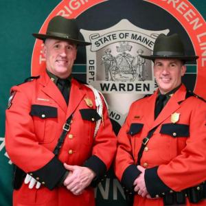Game Warden Supervisor of the Year Justin Fowlie (left) and Colonel Dan Scott.