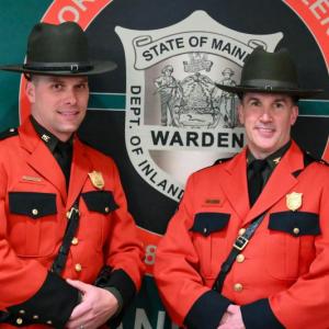 Game Warden of the Year Ethan Buuck (left) and Game Warden Colonel Dan Scott.