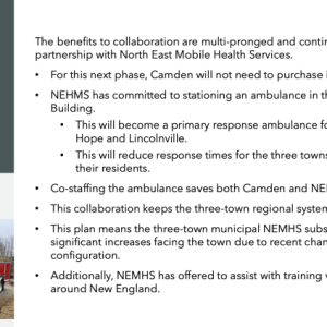 An excerpt from Camden Fire Department's budget presentation that was submitted the the Camden Budget Committee March 6. v