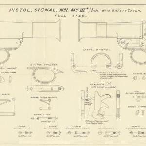 Schematic of a Very Pistol, this is Mark III was Britain’s primary signal pistol of WWI and designed by Webley & Scott; the barrel and action were made of brass to prevent rusting at sea (Public Domain)