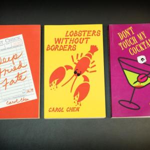 Set of 3 paperback mystery novels, "Lobsters Without Borders", "Don't Touch My Cocktail", and "Deep Fried Fate"