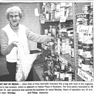 Newspaper article featuring Alice Dole, one of AIO's first volunteers. (Photo courtesy AIO)