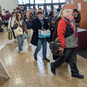 Arriving at the Civic Center. (Photo by Elias Twitchell)