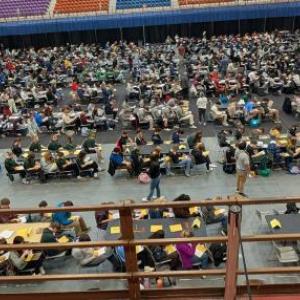 Competition as seen from the second level. (Photo by Elias Twitchell)