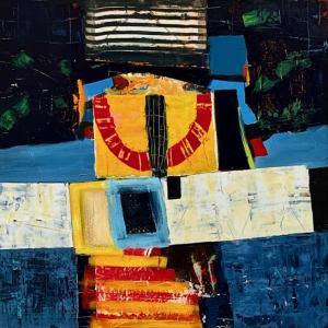 Jaap Helder, PORT CLYDE REVUE, 30” x 30”, acrylic on panel, 2024. (Photo courtesy Triangle Gallery)