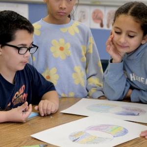 Leaps of Imagination students work on their landscape venn diagrams. (Photo courtesy Friends of Maine Coastal Islands National Wildlife Refuge)