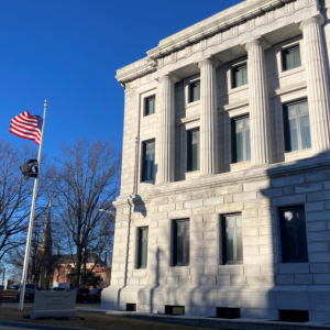Justice Catherine Connors is facing disciplinary proceedings, a first for a sitting Maine high court justice, because she did not recuse herself from two foreclosure appeals before the court. Photo by Stephanie McFeeters. exterior of courthouse.