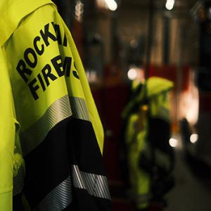 A uniform jacket hangs in the Rockland, Maine Fire House. (Photo by David Troup) A uniform jacket hangs in the Rockland, Maine Fire House. (Photo by David Troup)