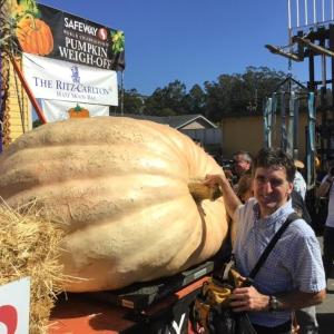 Charlie Costello with one of his great pumpkin. (Photo courtesy Merryspring Nature Center) Charlie Costello with one of his great pumpkin. (Photo courtesy Merryspring Nature Center)
